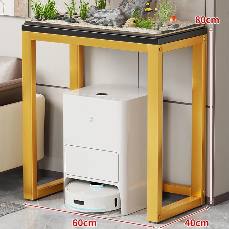 Aquarium Console Table Faux Marble Top Open Storage