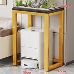 Aquarium Console Table Faux Marble Top Open Storage