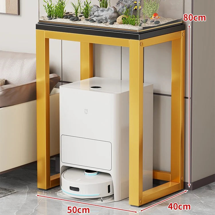 Aquarium Console Table Faux Marble Top Open Storage