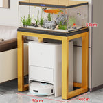 Aquarium Console Table Faux Marble Top Open Storage