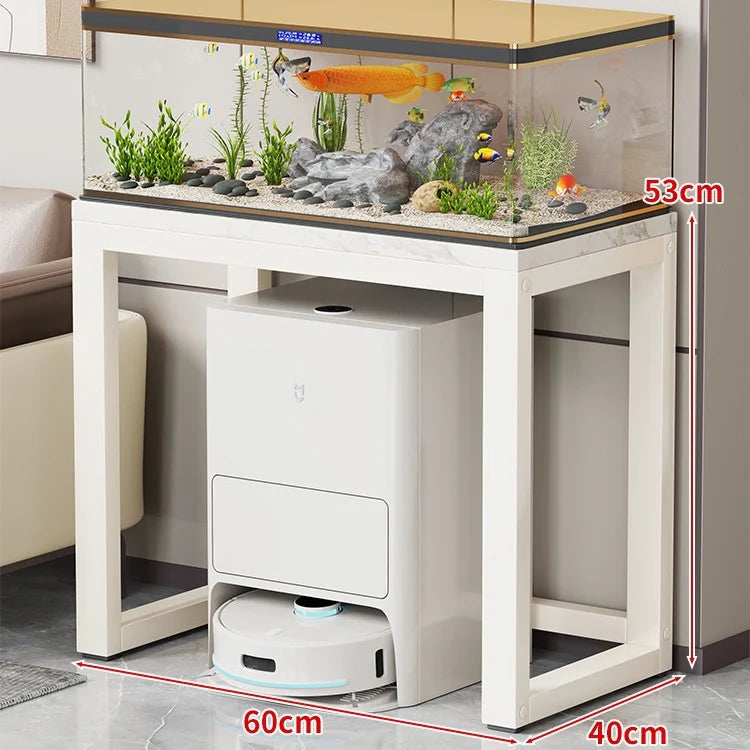 Aquarium Console Table Faux Marble Top Open Storage