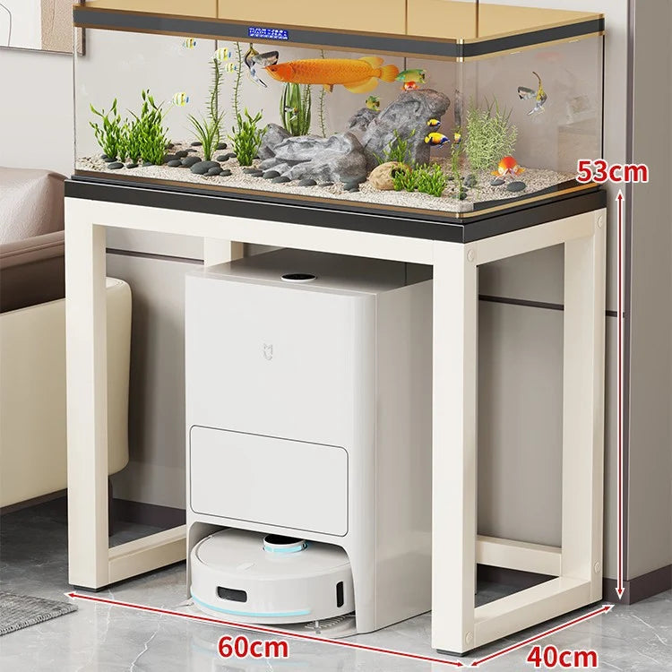 Aquarium Console Table Faux Marble Top Open Storage