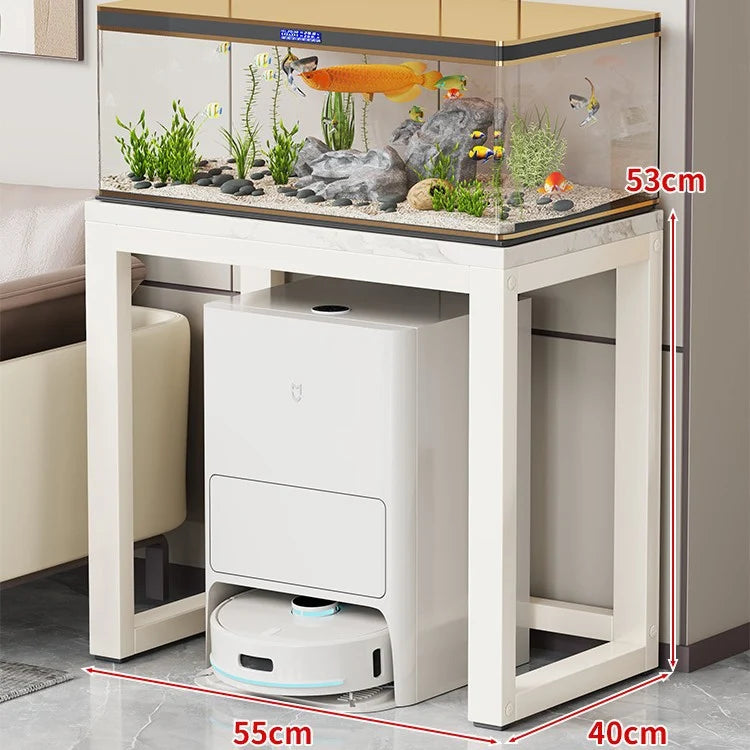 Aquarium Console Table Faux Marble Top Open Storage