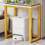Aquarium Console Table Faux Marble Top Open Storage
