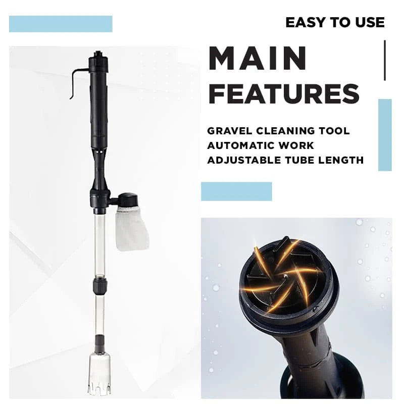 Aquarium Gravel Cleaner Battery-Powered Adjustable Suction Pump