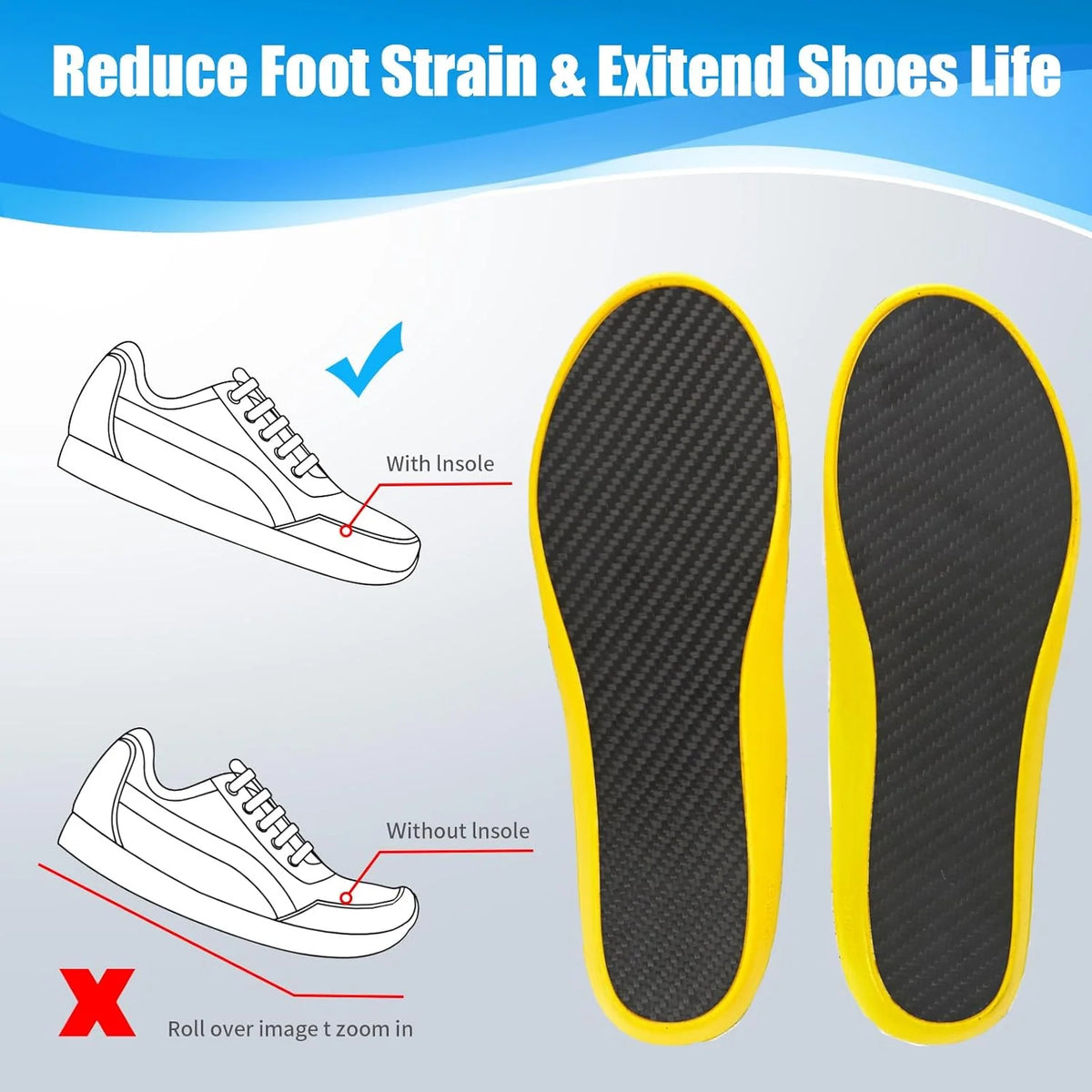 Arch Support Insoles Carbon Fiber Shock-Absorbing