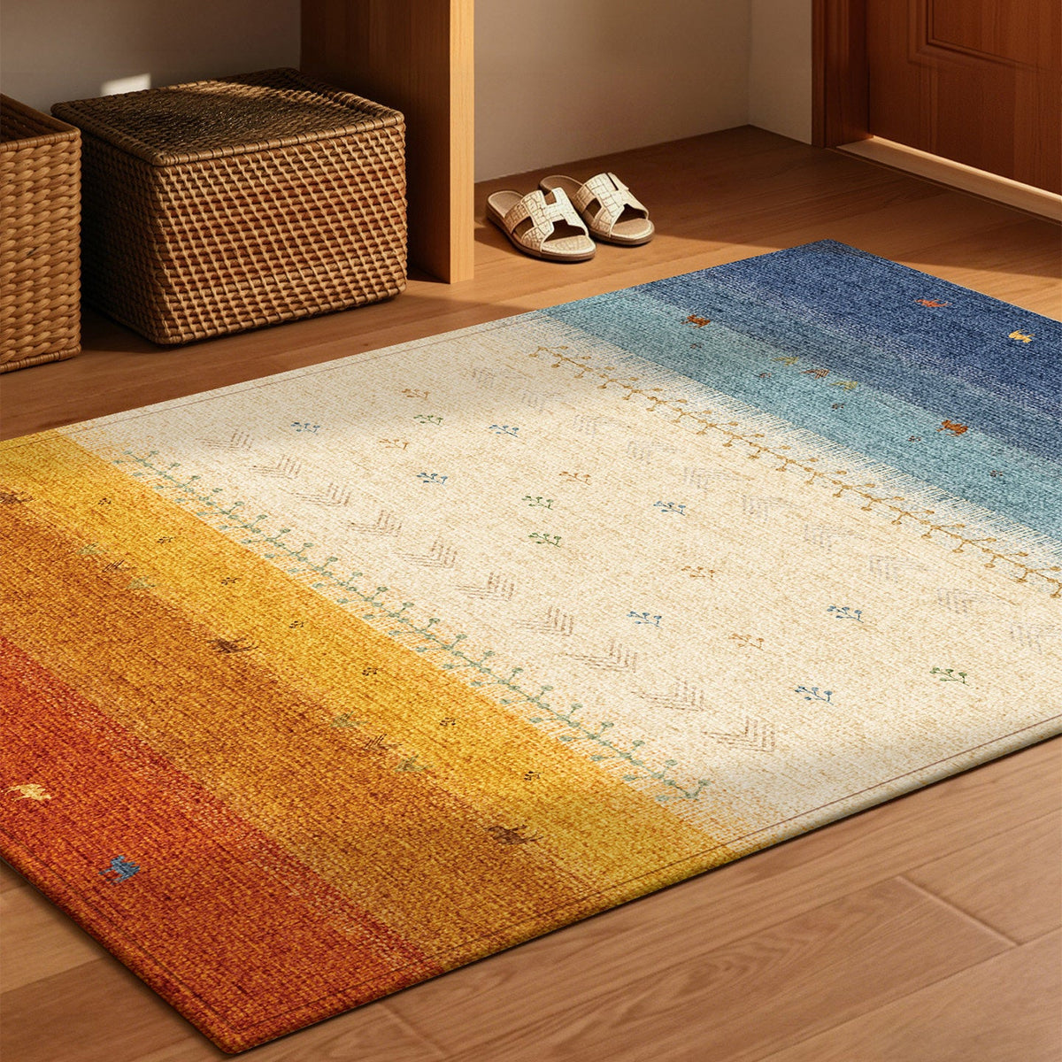 Area Rug Colorful Non-Slip Easy-Care Surface