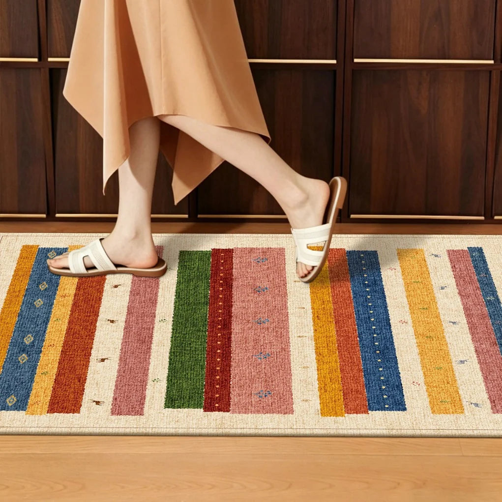Area Rug Colorful Non-Slip Easy-Clean Backing