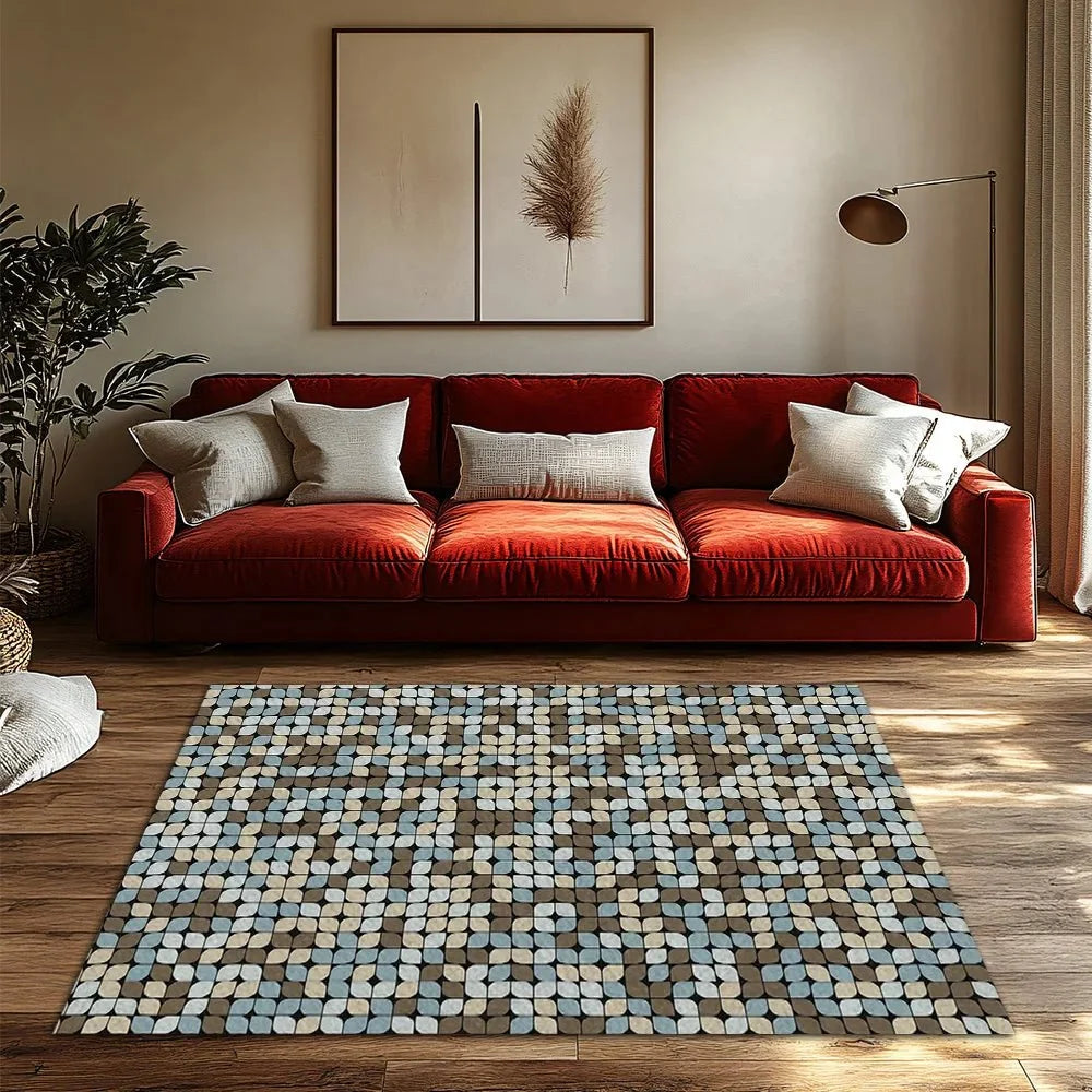 Area Rug Soft Flannel Non-Slip Geometric Pattern