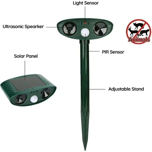 Armadillo Repellent Solar-Powered Motion-Activated Ultrasonic Deterrent