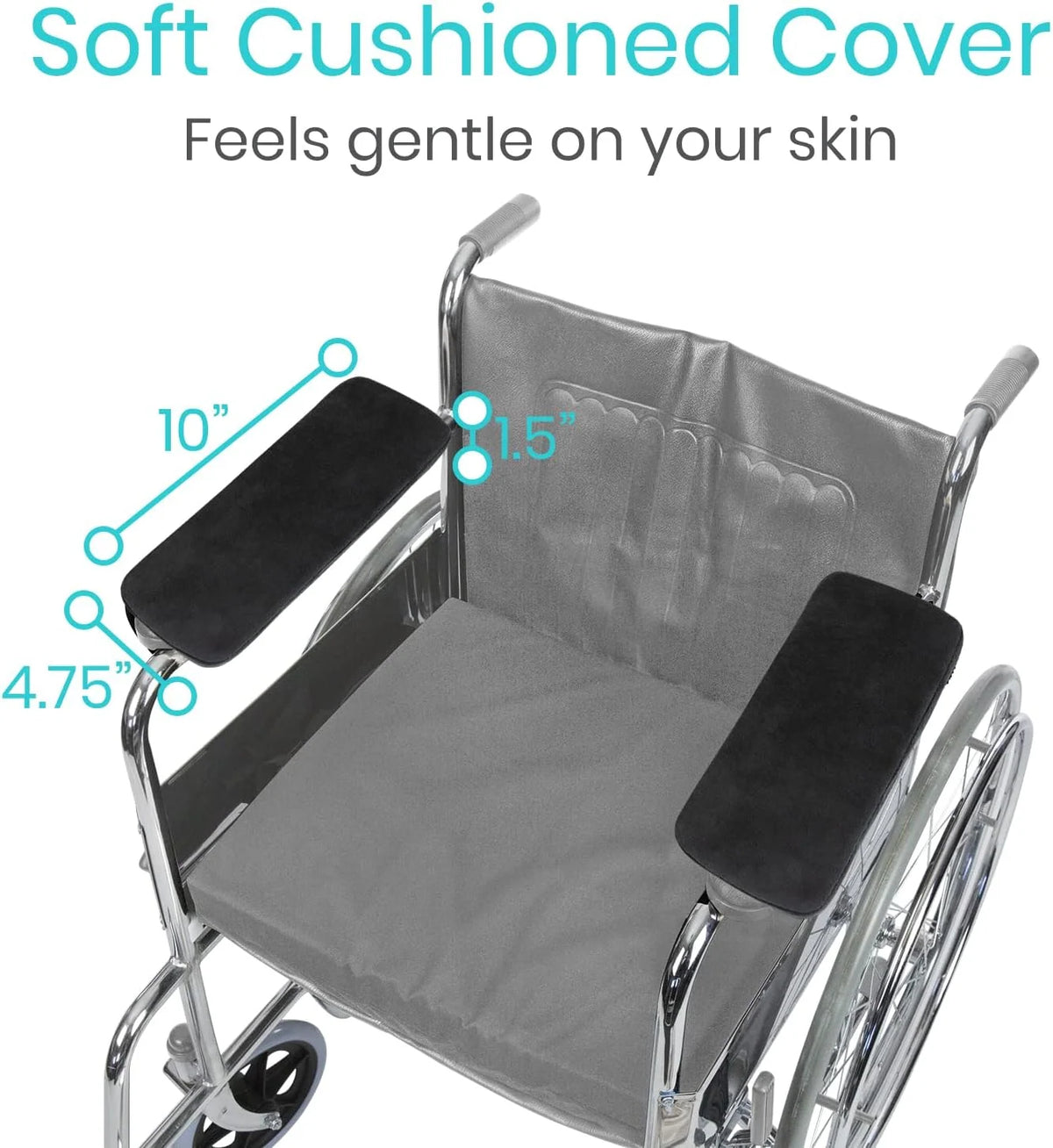 Armrest Pads Contouring Memory Foam Removable Cover Non-Slip Base
