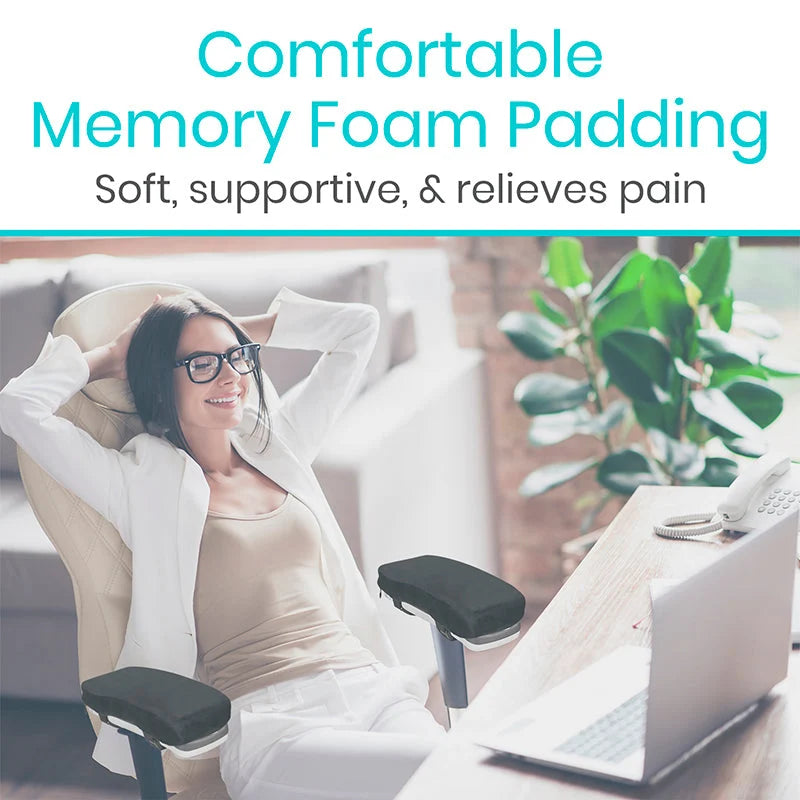 Armrest Pads Contouring Memory Foam Removable Cover Non-Slip Base