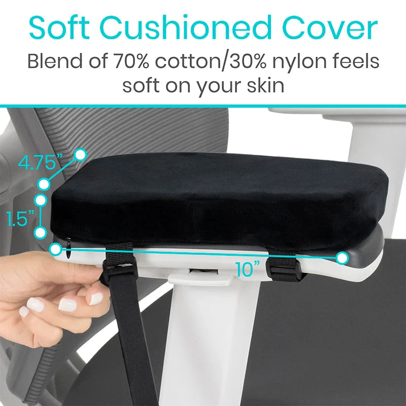 Armrest Pads Contouring Memory Foam Removable Non-Slip Cover