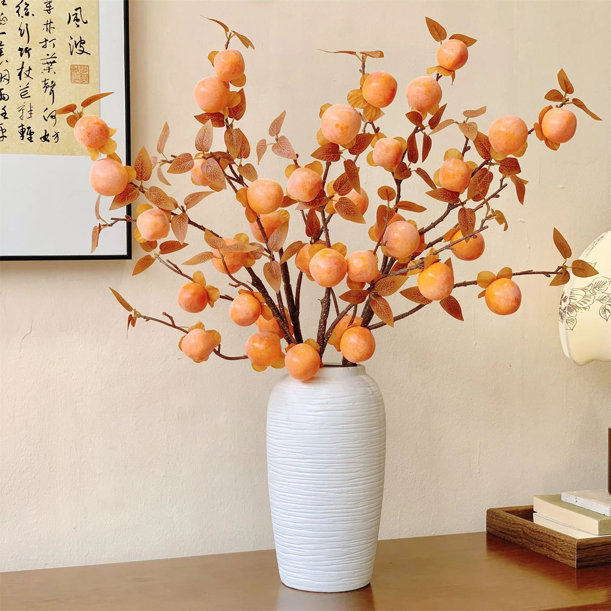 Artificial Apricot Branch Lifelike 25.6-Inch Decorative Accent No Upkeep