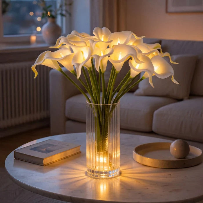 Artificial Calla Lily Bouquet LED 10 Blooms Bendable Stems