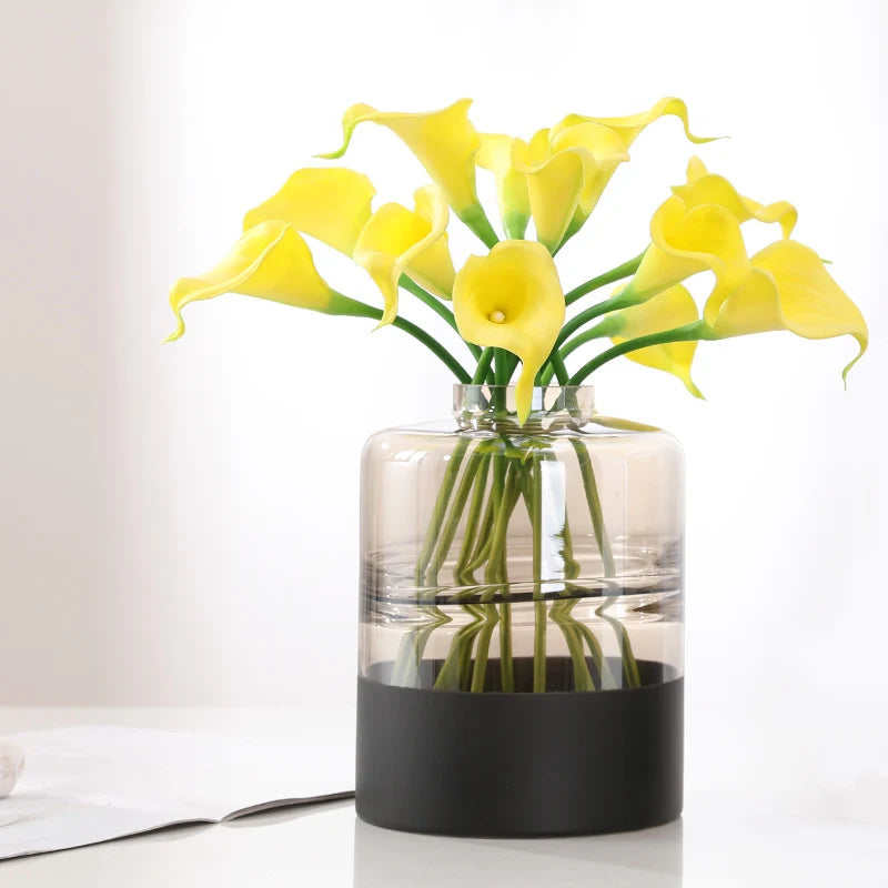 Artificial Calla Lily Bouquet Realistic No-Maintenance White & Yellow Flowers
