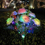 Artificial Flower Garden Stake Solar Powered LED Adjustable Stem