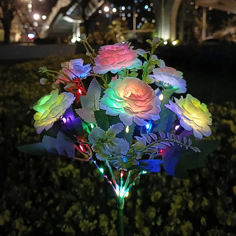 Artificial Flower Garden Stake Solar Powered LED Adjustable Stem