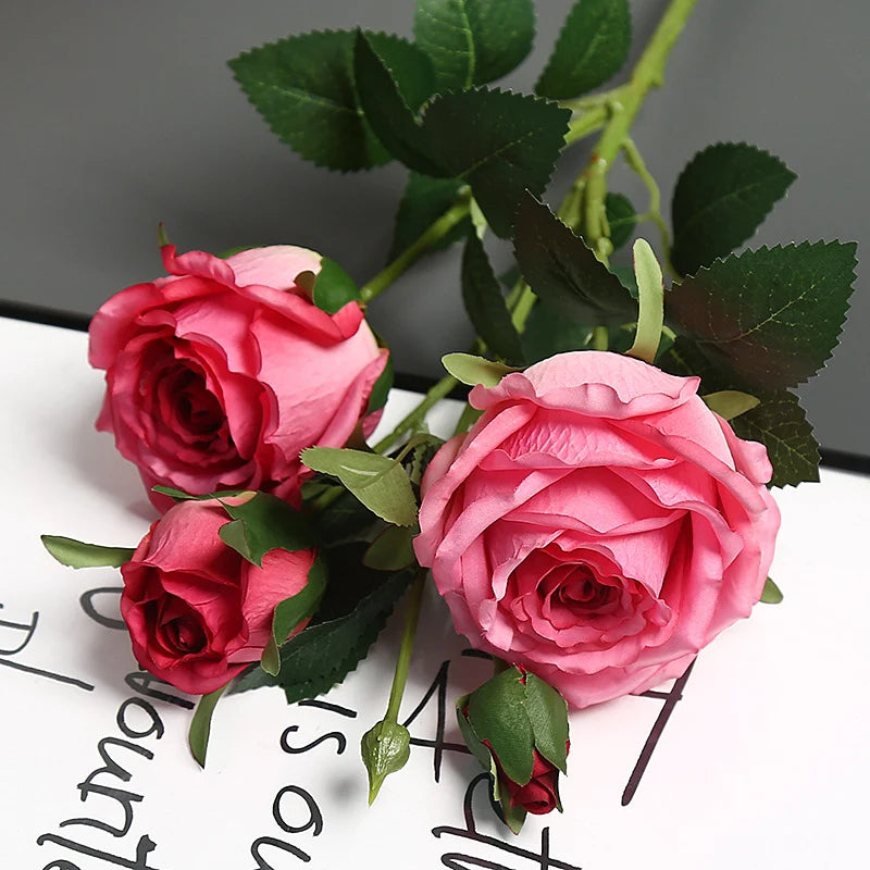 Artificial Rose Arrangement Lifelike Silk Maintenance-Free Decor