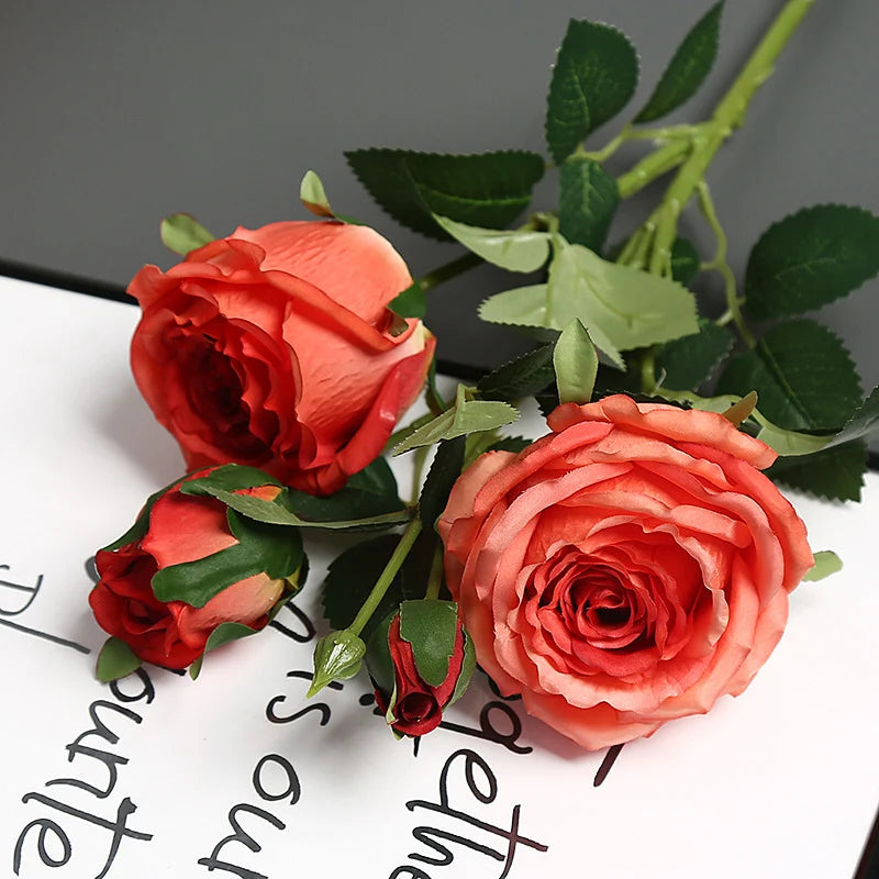 Artificial Rose Arrangement Lifelike Silk Maintenance-Free Decor