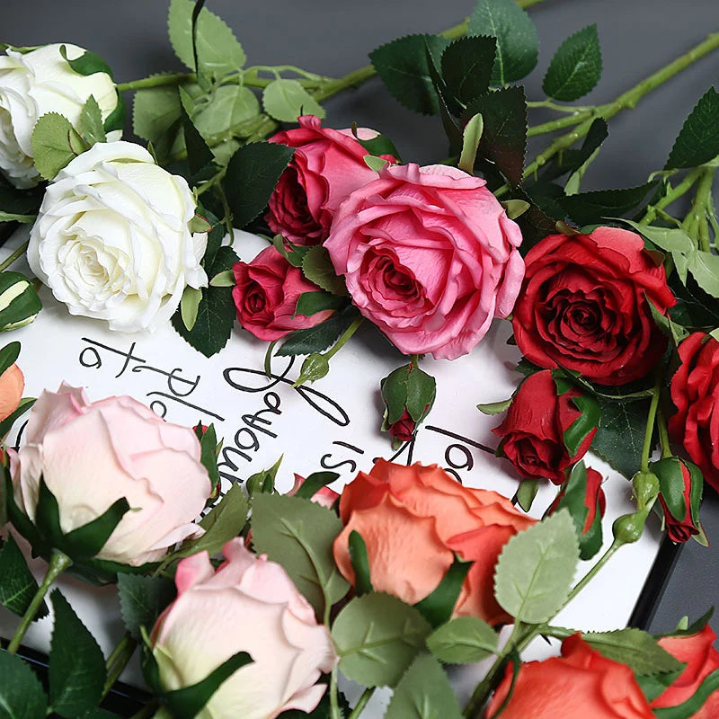Artificial Rose Arrangement Lifelike Silk Maintenance-Free Decor