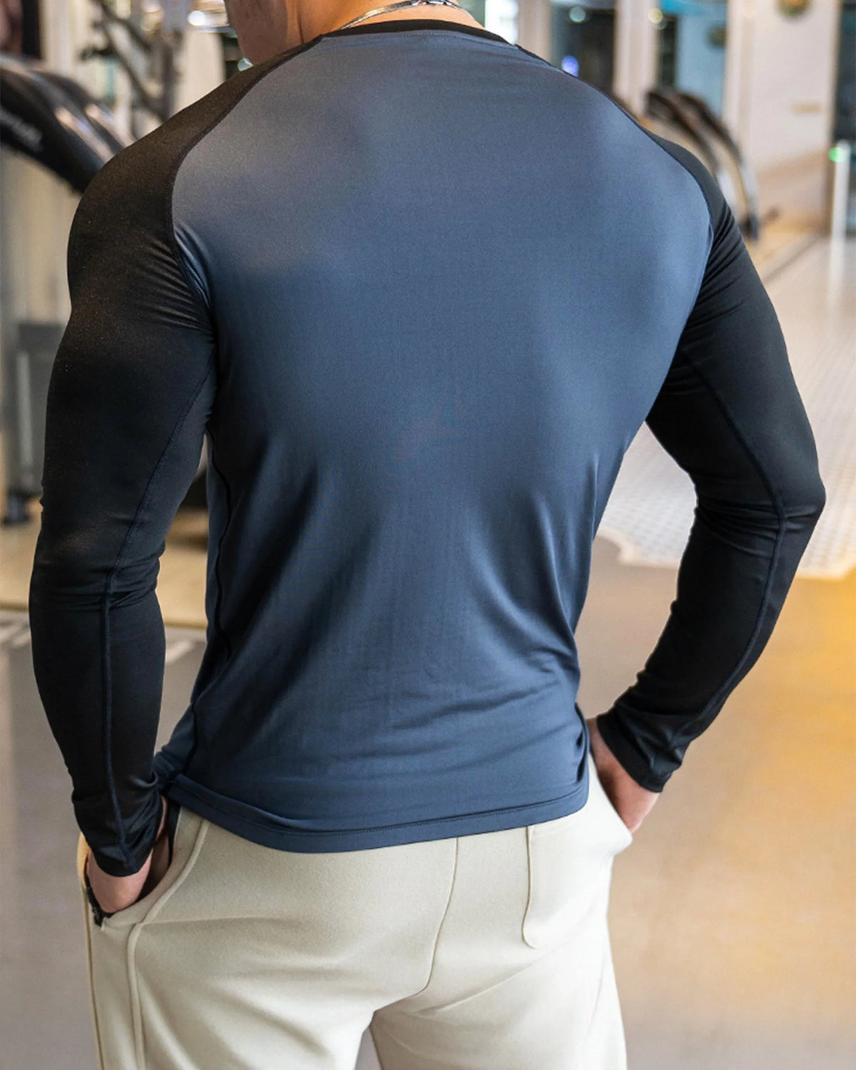 Athletic Shirt Long Sleeve Moisture-Wicking Four-Way Stretch