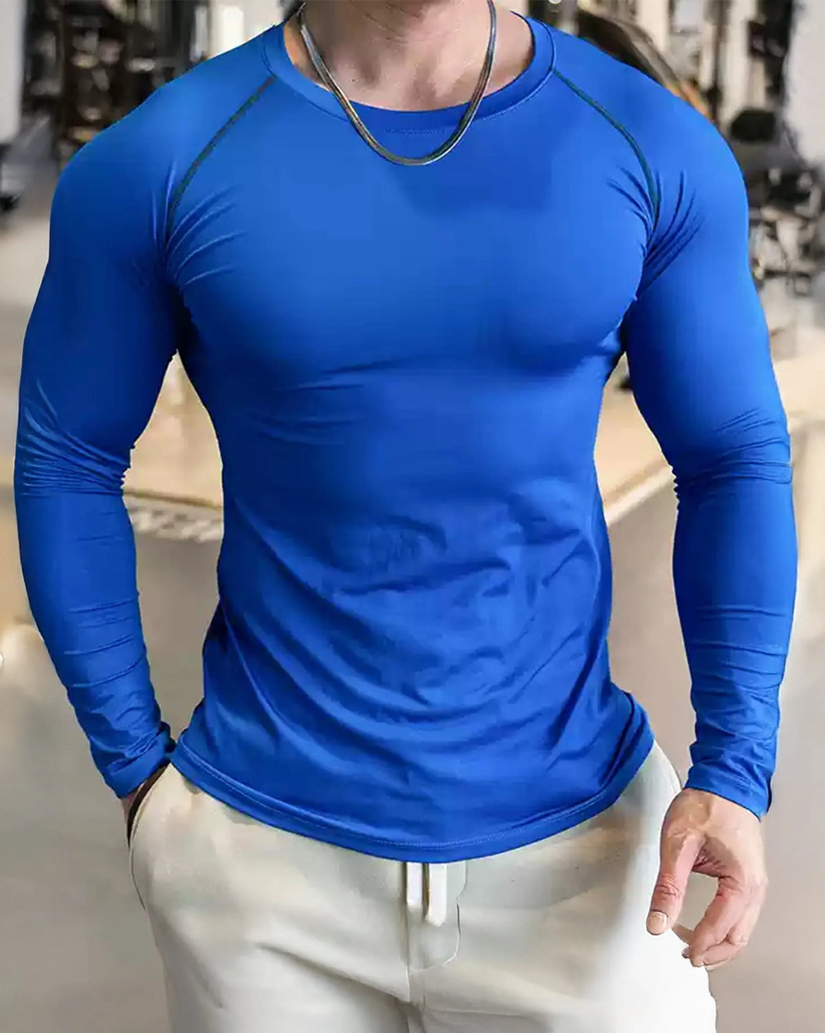 Athletic Shirt Long Sleeve Moisture-Wicking Four-Way Stretch