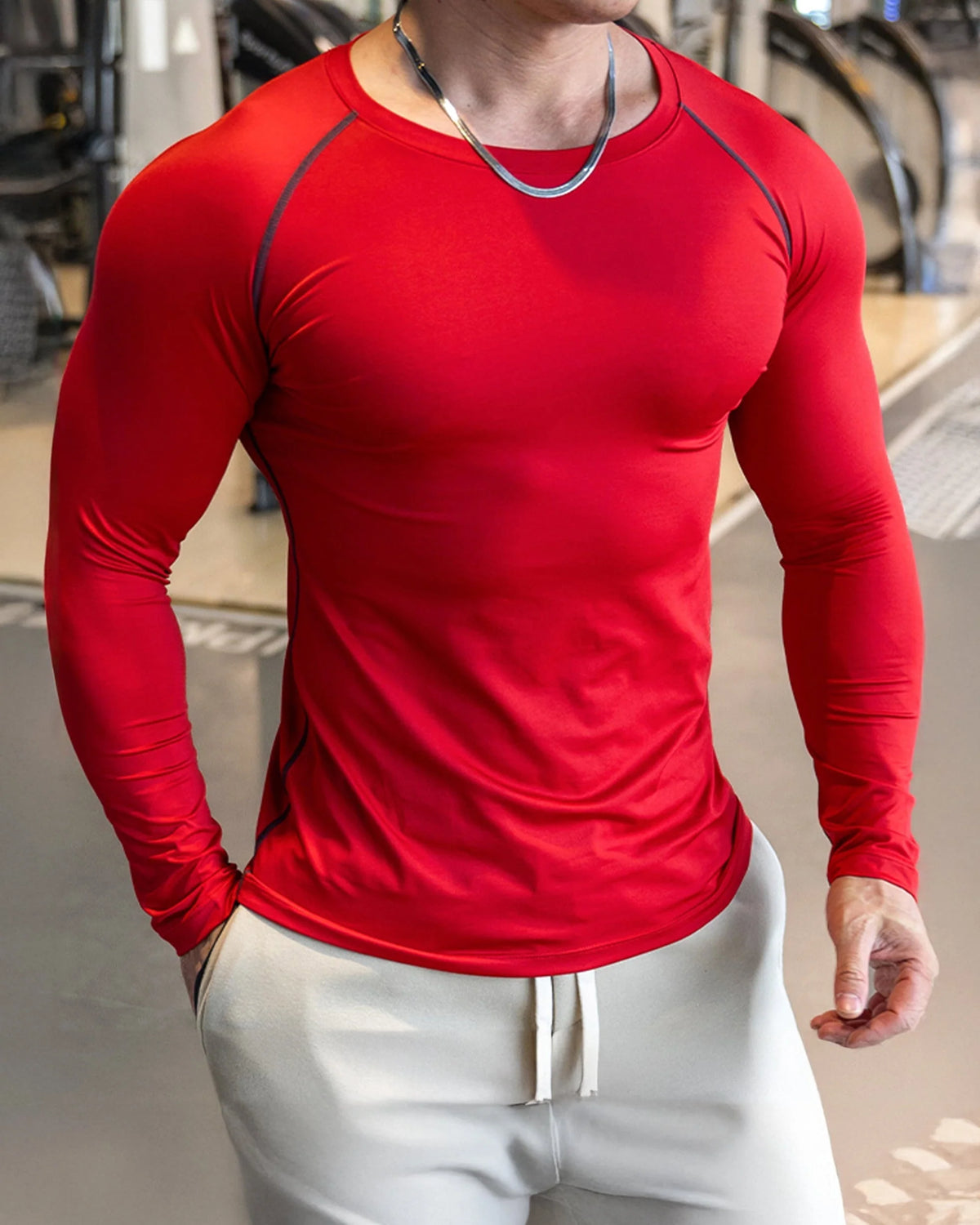 Athletic Shirt Long Sleeve Moisture-Wicking Four-Way Stretch