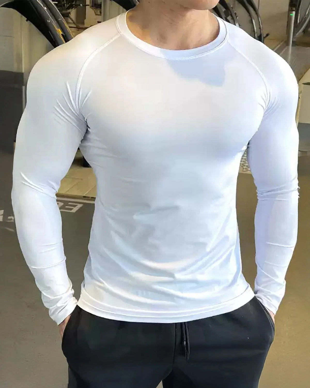 Athletic Shirt Long Sleeve Moisture-Wicking Four-Way Stretch
