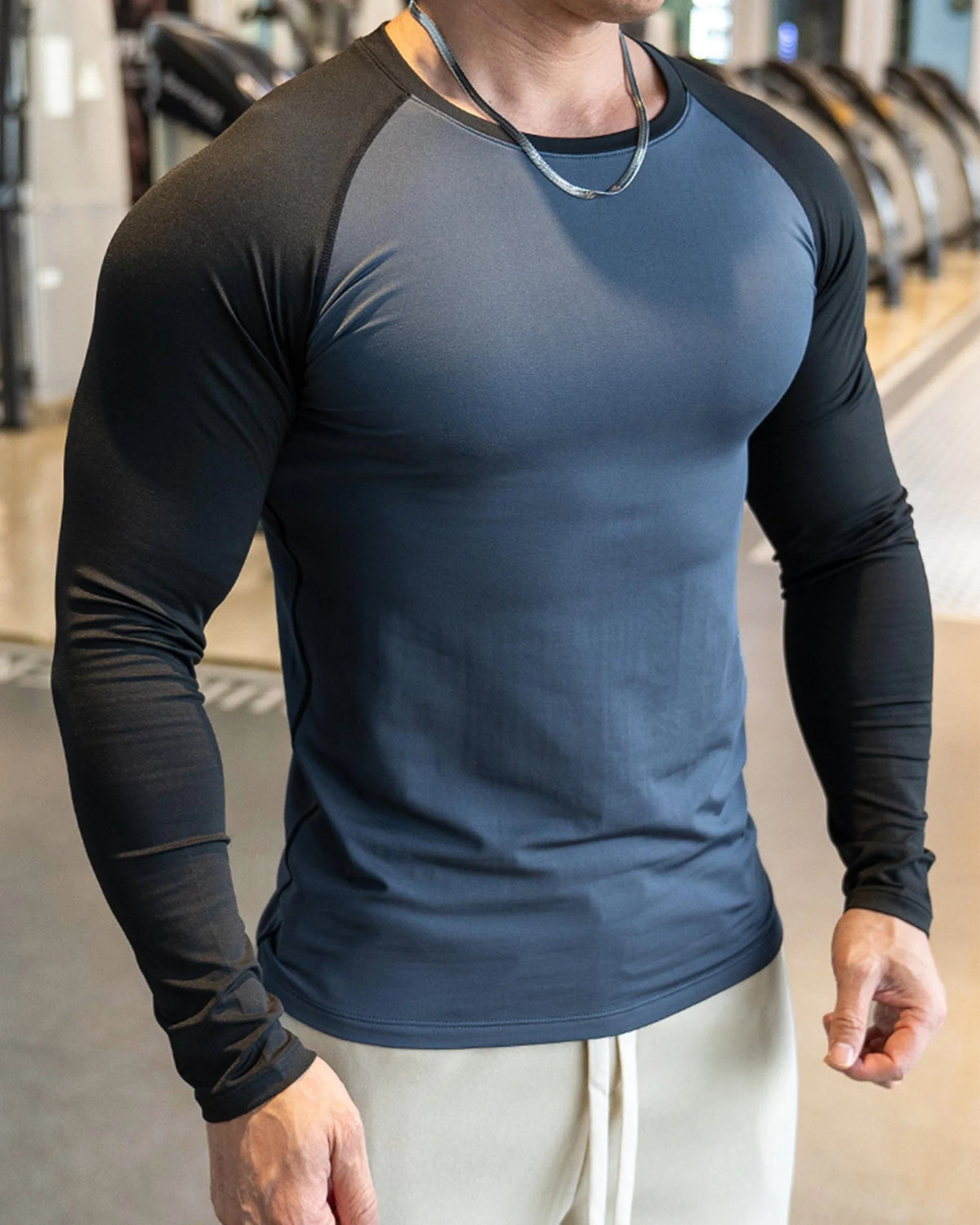 Athletic Shirt Long Sleeve Moisture-Wicking Four-Way Stretch