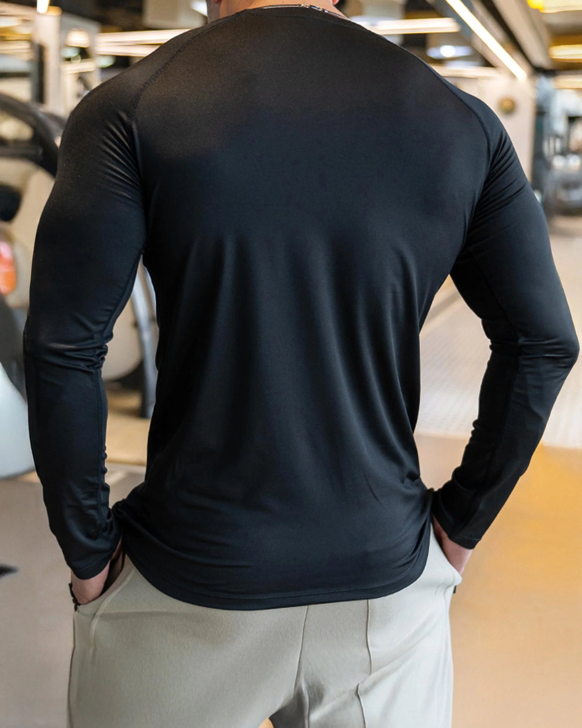 Athletic Shirt Long Sleeve Moisture-Wicking Four-Way Stretch