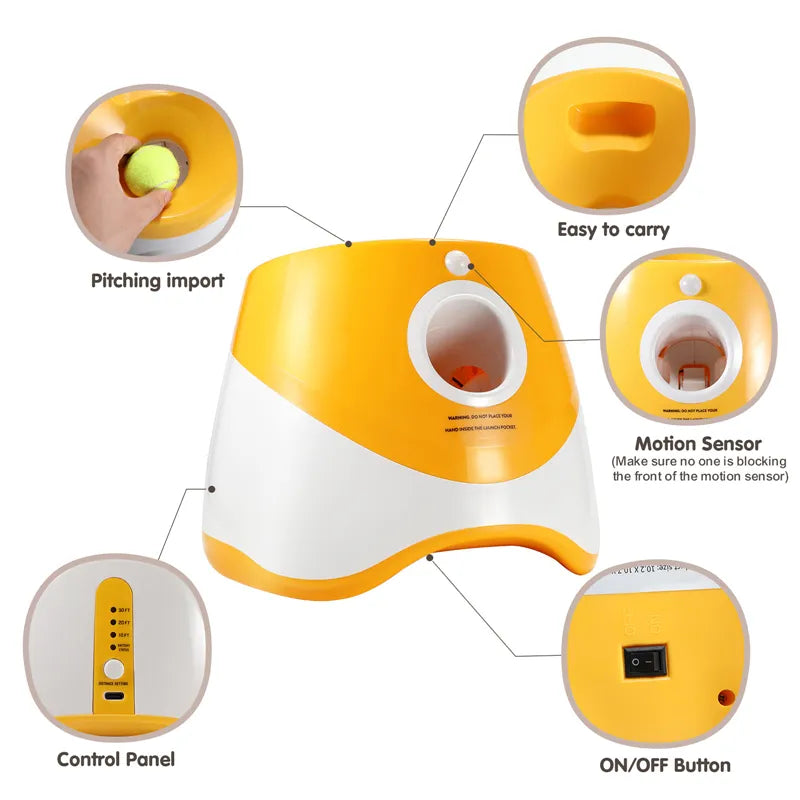 Automatic Ball Launcher Adjustable Distance With 6 Balls