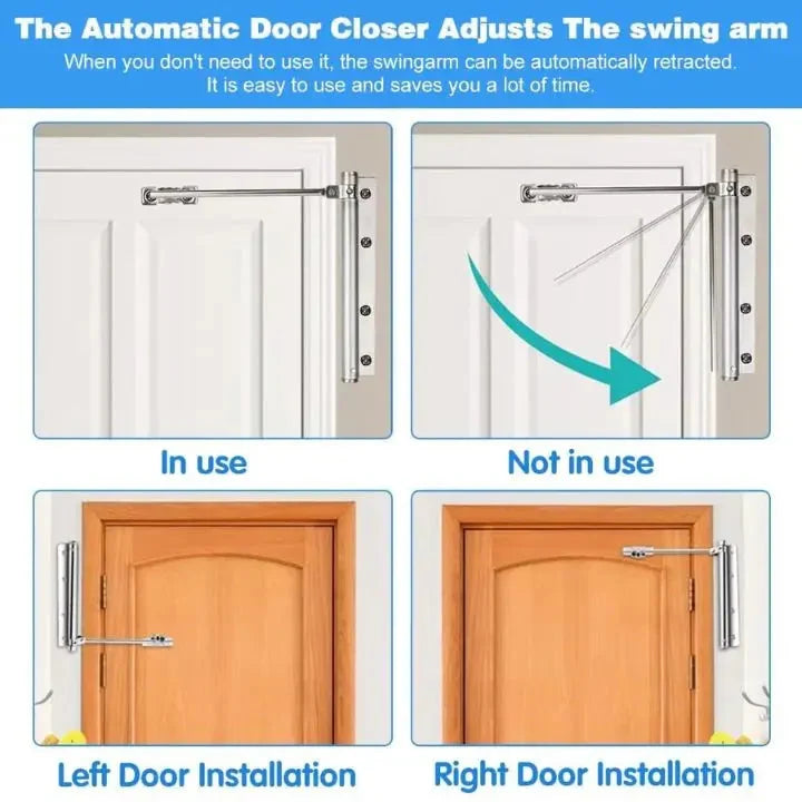Automatic Door Closer Adjustable & Silent Stainless Steel