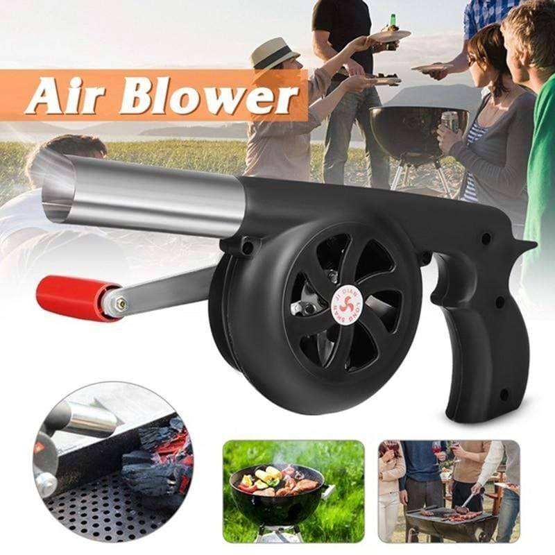 BBQ Fire Starter Blower Manual Crank Heat-Resistant Metal Nozzle