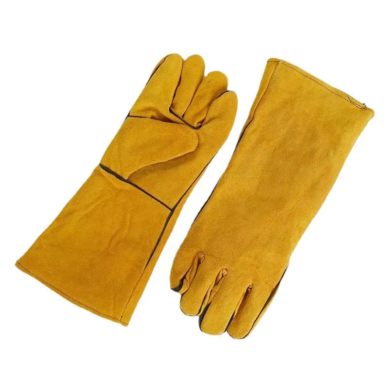 BBQ Gloves Cowhide Leather 14-Inch Heat-Resistant