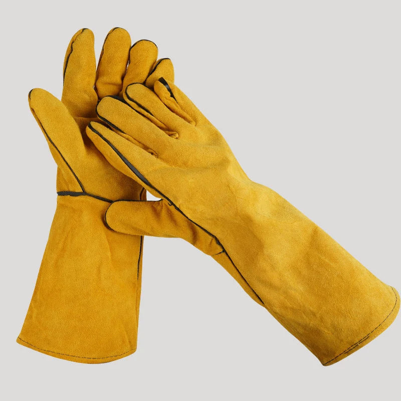 BBQ Gloves Cowhide Leather 14-Inch Heat-Resistant