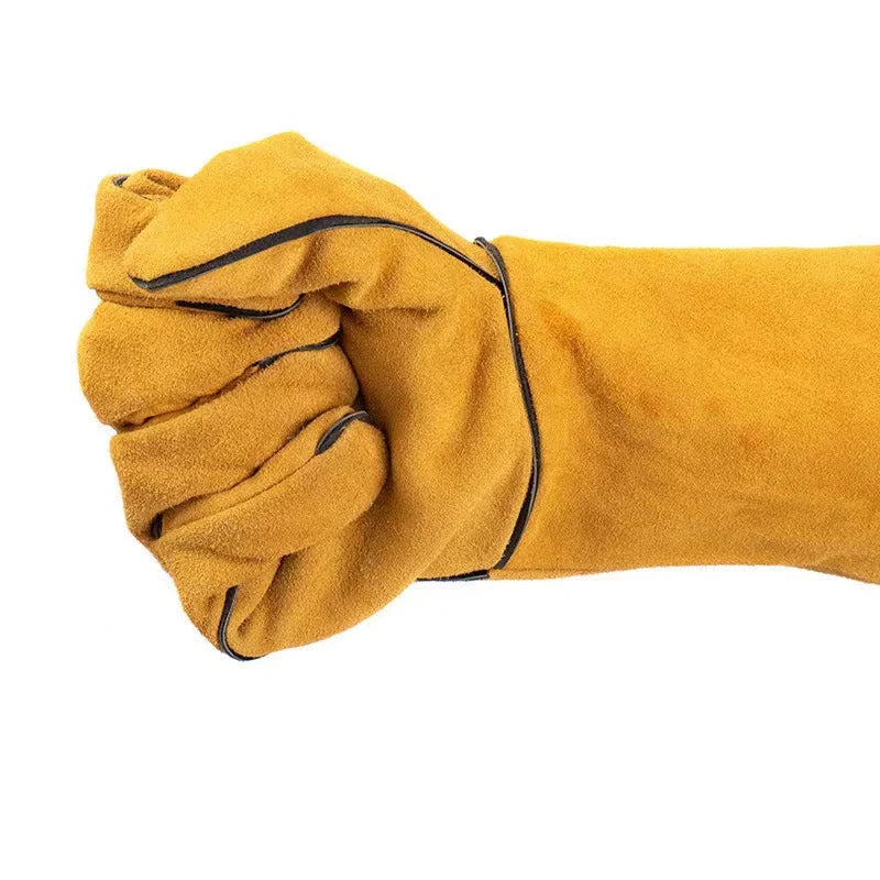 BBQ Gloves Cowhide Leather 14-Inch Heat-Resistant