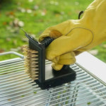 BBQ Grill Brush 3-In-1 Scraper Brass Bristles Anti-Slip Handle