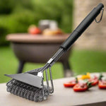 BBQ Grill Brush Bristle-Free Three-Head Stainless Steel Scraper