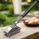 BBQ Grill Brush Bristle-Free Three-Head Stainless Steel Scraper