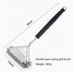 BBQ Grill Brush Bristle-Free Three-Head Stainless Steel Scraper