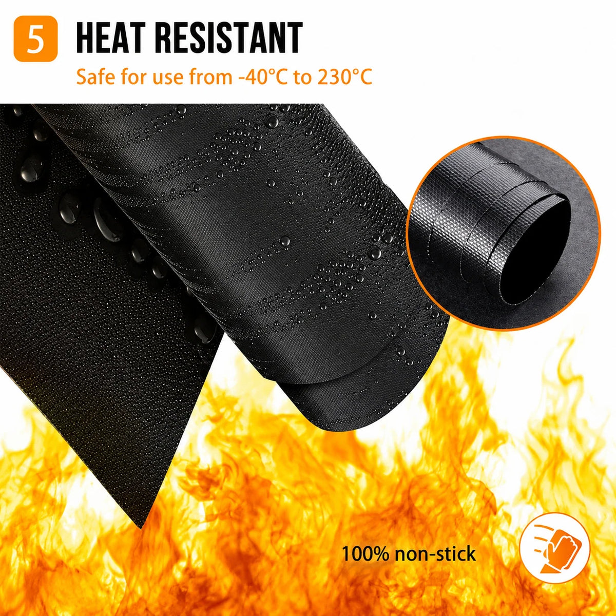 BBQ Grill Mat Non-Stick Reusable Set of 10