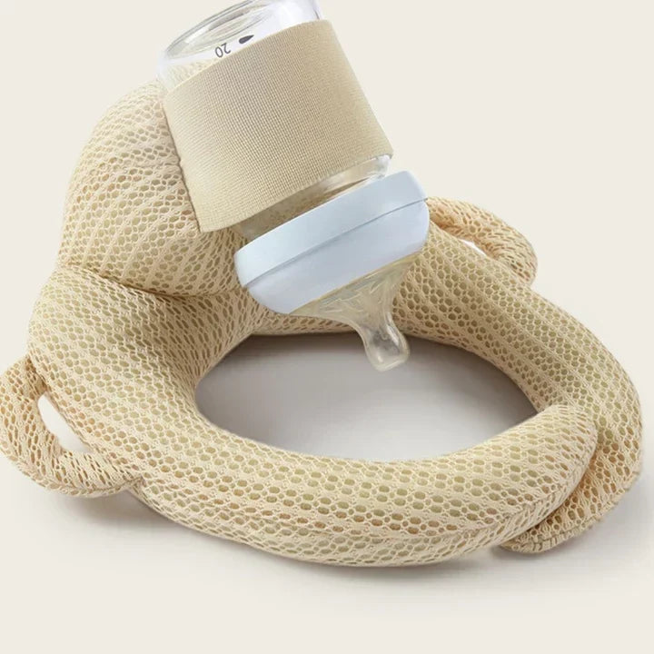 Baby Bottle Support Pillow Plush Fabric & Elastic Strap