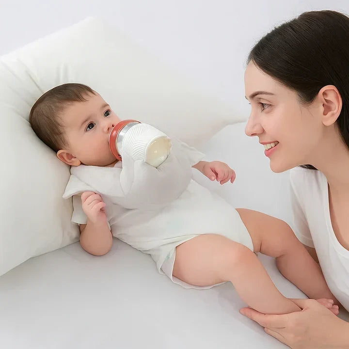 Baby Bottle Support Pillow Plush Fabric & Elastic Strap