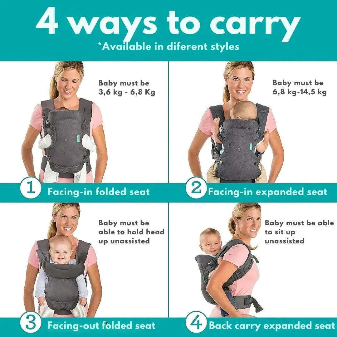 Baby Carrier Ergonomic Design 4 Carrying Positions