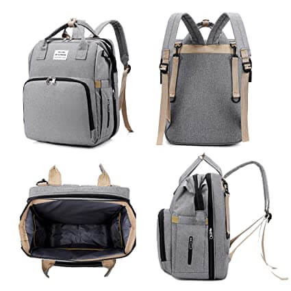 Baby Changing Backpack Fold-Out Travel Bed Insulated Bottle Pockets