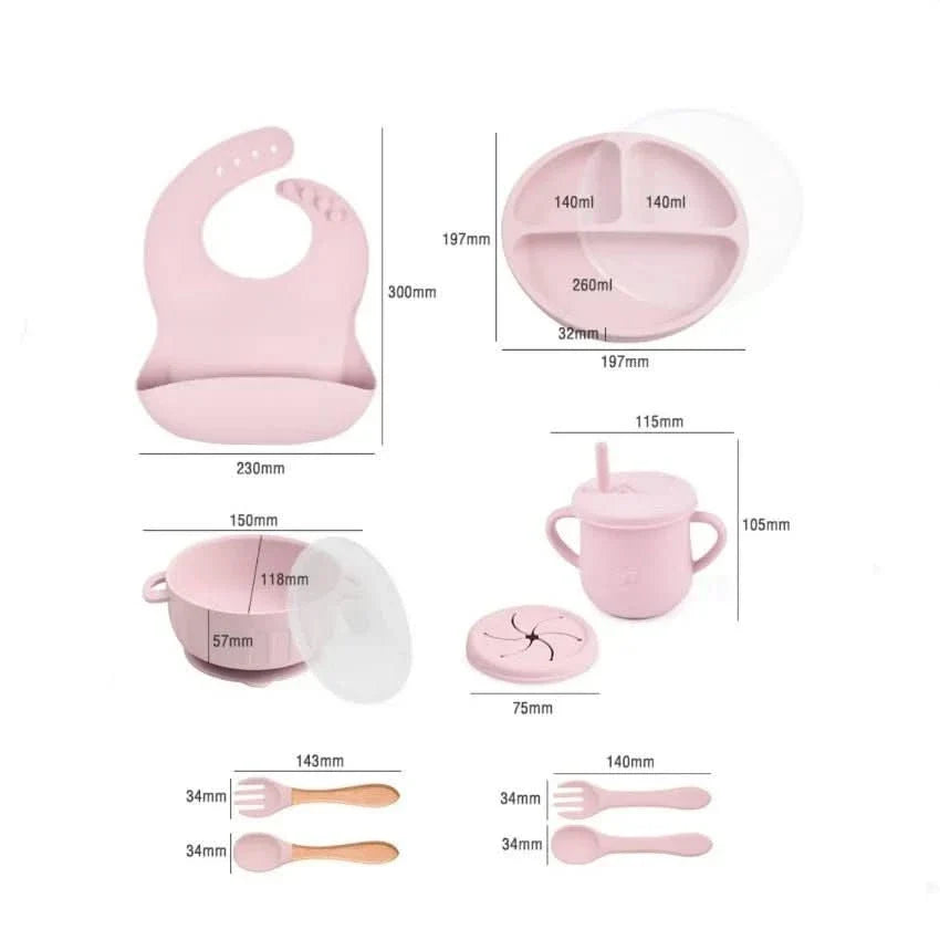 Baby Dinnerware Set Silicone BPA-Free 10-Piece Set