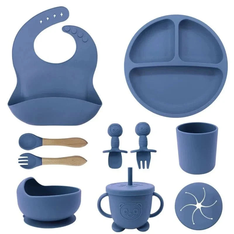 Baby Dinnerware Set Silicone Suction Base BPA-Free 10-Piece