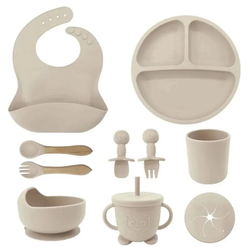 Baby Dinnerware Set Silicone Suction Base BPA-Free 10-Piece