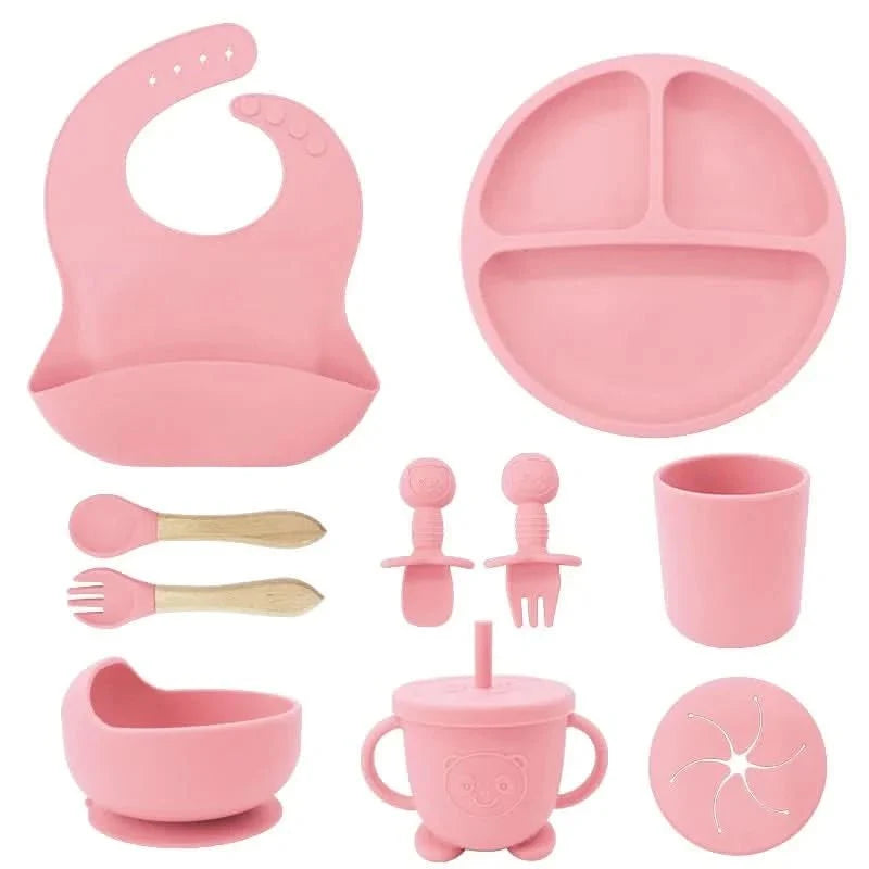 Baby Dinnerware Set Silicone Suction Base BPA-Free 10-Piece